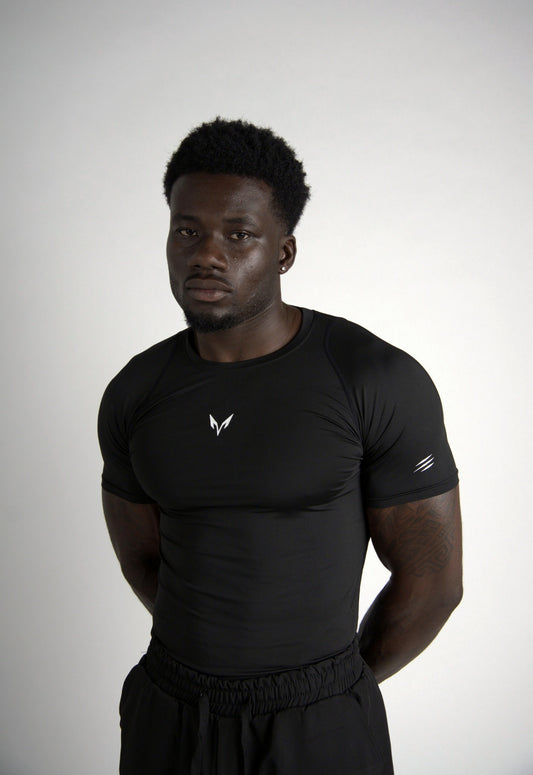 Lycan Compression T-Shirt Black lighting corrected front view