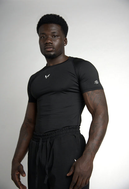 Lycan Compression T-Shirt Black lighting corrected athletic view