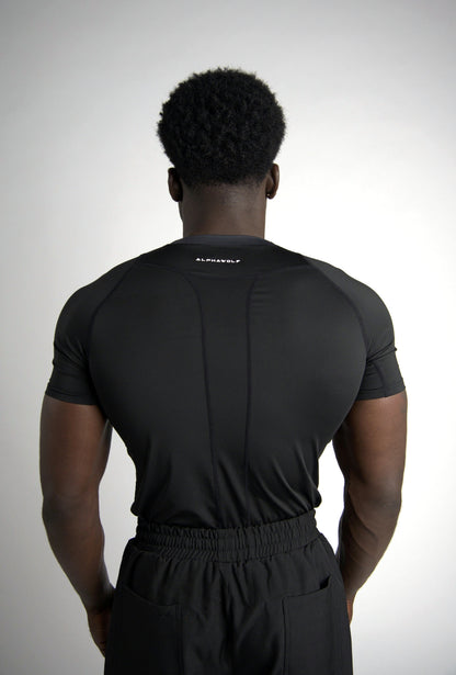 Lycan Compression T-Shirt Black lighting corrected back construction detail