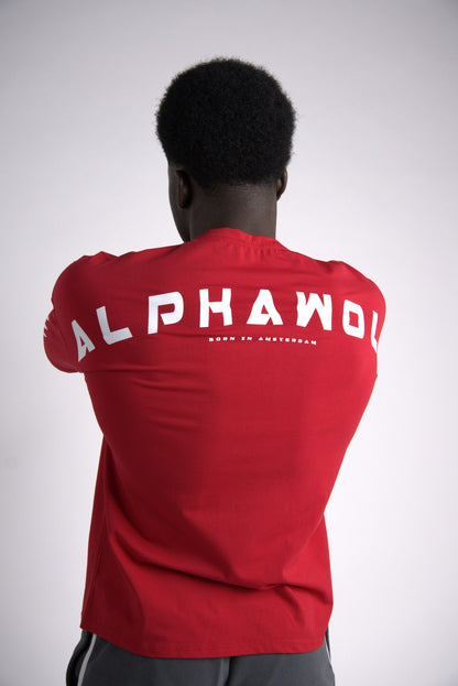 Lycan Oversized T-Shirt Red back view with arms crossed