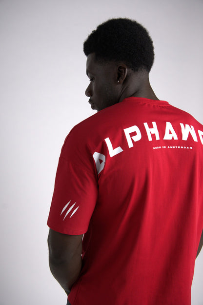 Lycan Oversized T-Shirt Red back three-quarter close view