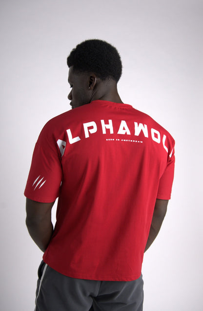 Lycan Oversized T-Shirt Red back three-quarter view