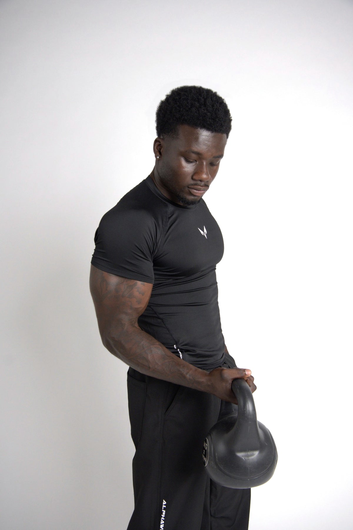Wulfric Compression T-Shirt Black kettlebell training hero